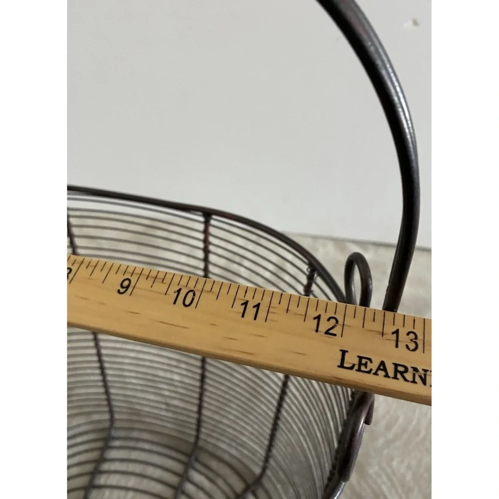 Basket Wire Dark Metal Woven Handle Rustic Decor Storage Farmhouse 18x13x9